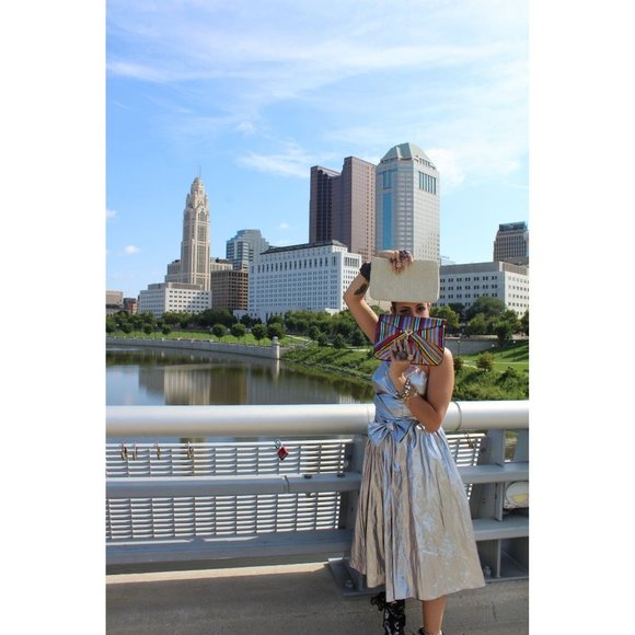 Vintage Rob Hill for Mister Jay Wet Silver Metallic Prom Cocktail Party Dress - Picture 12 of 13